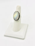 Rainbow moonstone Size 7 Rings Sterling Silver