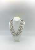 Pearl And Crystal On Brown Thread Necklace (12N74-130)
