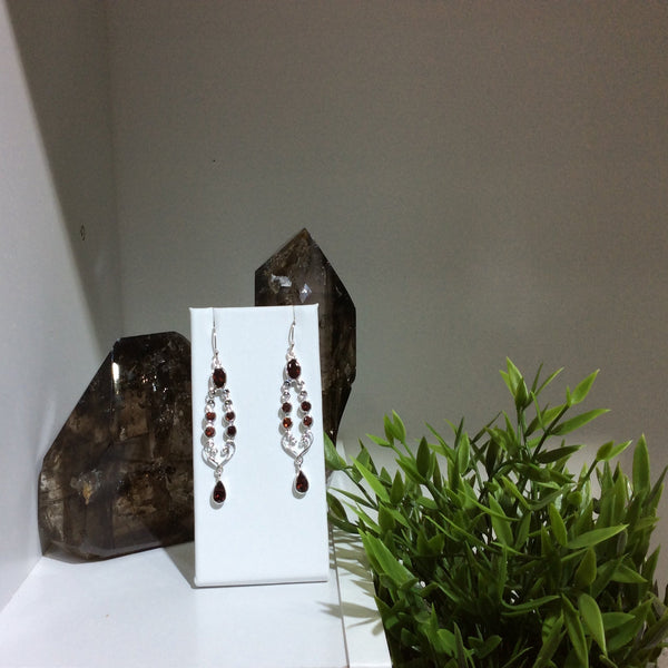 Sterling Silver Designer Garnet And Period Earings