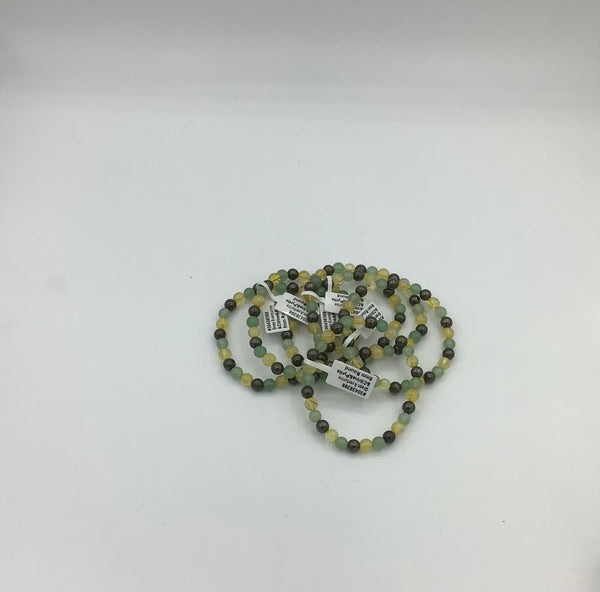 Green Aventurine, Citrine & Pyrite Beaded Bracelets
