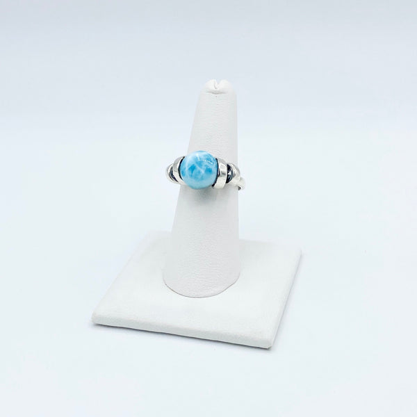 Spiral Band Larimar Ring