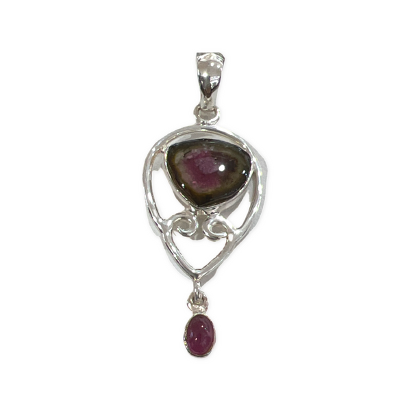 Watermelon Tourmaline Pendant Sterling Silver