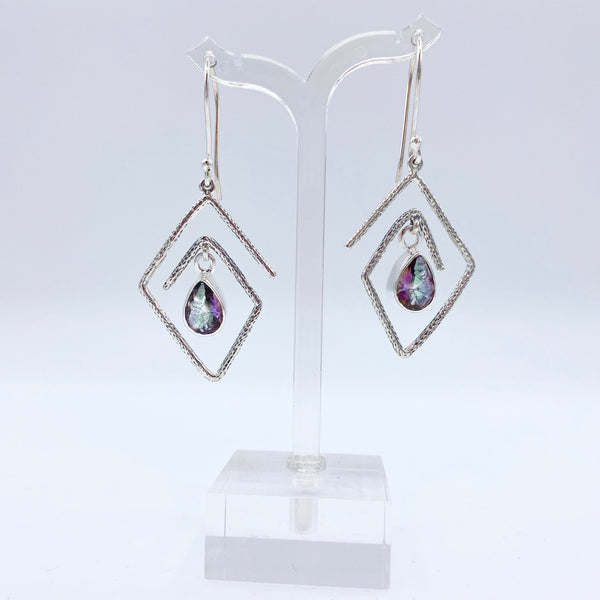 Diamond Shape Mystic Quartz Earrings
