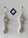 Sterling Silver Rose Quartz Earring with Moonstone And Pearl