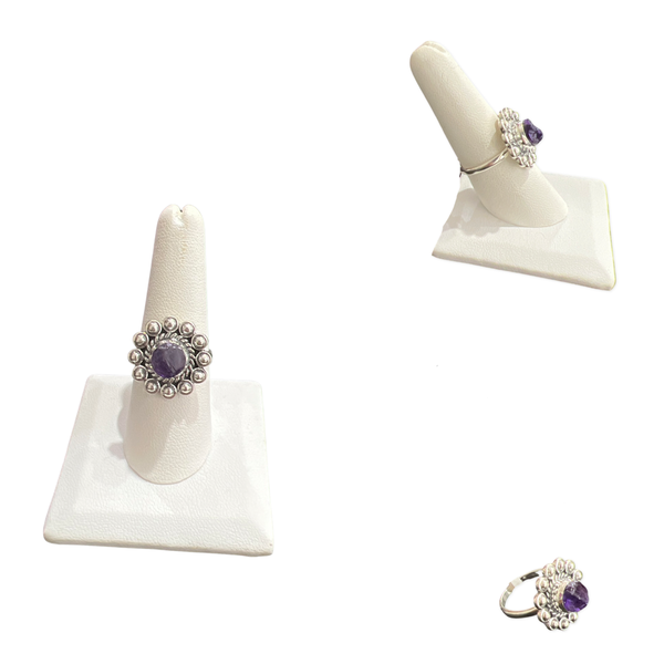 Sterling Silver Raw Amethyst Ring Size 8