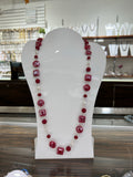 Red Mix Shaped Crystals Long Necklace(19C108)