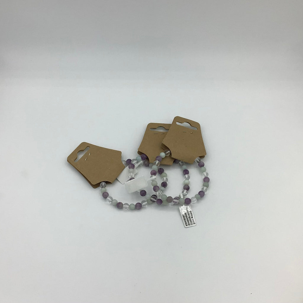 Amazonite ,Crystal,Lepidolite Beaded Bracelets  6 mm