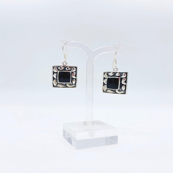 Sterling Silver Black Onyx Designer Earring