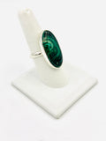Malachite Size - 9 Rings Sterling Silver