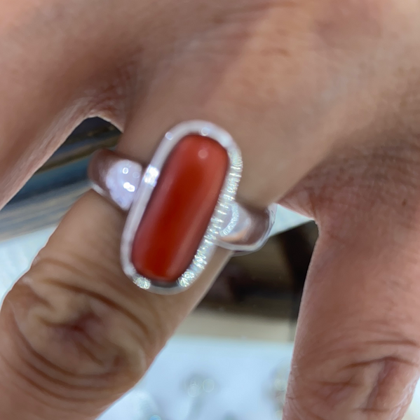 Sterling Silver Coral Ring