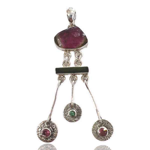 Watermelon Tourmaline Pendant Sterling Silver