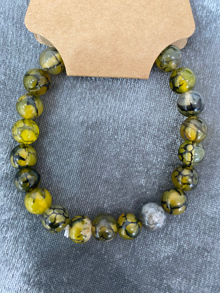 Yellow Dragon Vain Beaded Bracelet