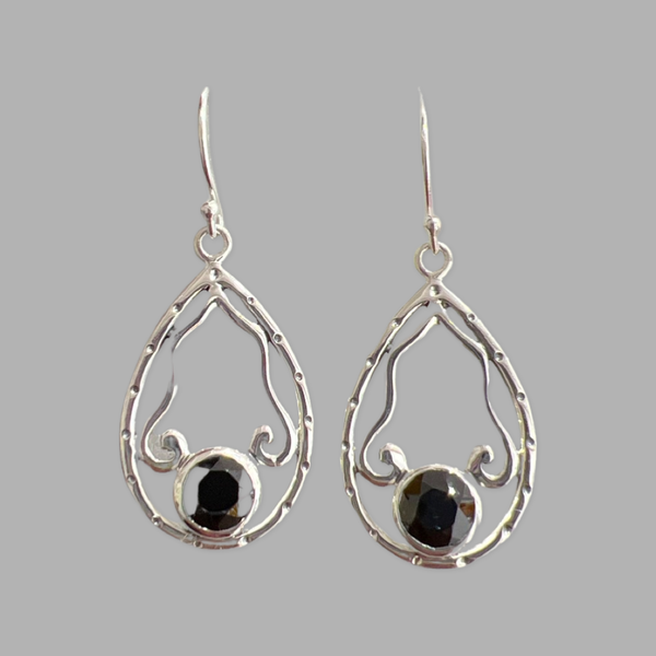 Sterling Silver Black Spinel Earrings