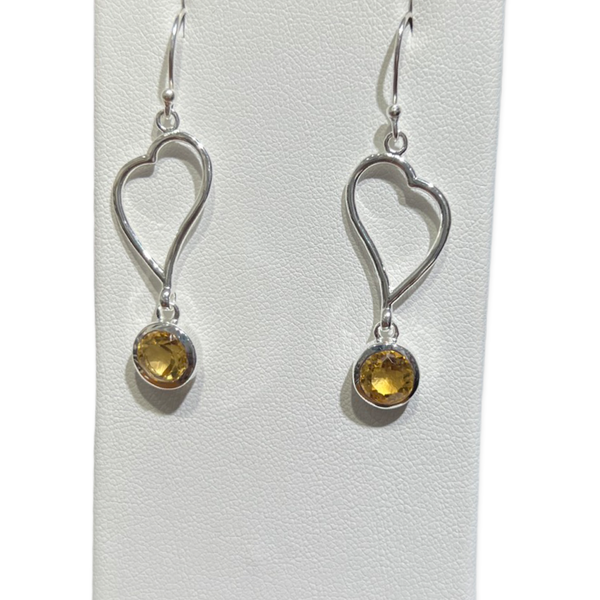 Citrine Earring Heart Shape Sterling Silver