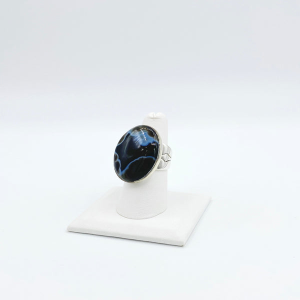 Designer Banded Onyx Ring
