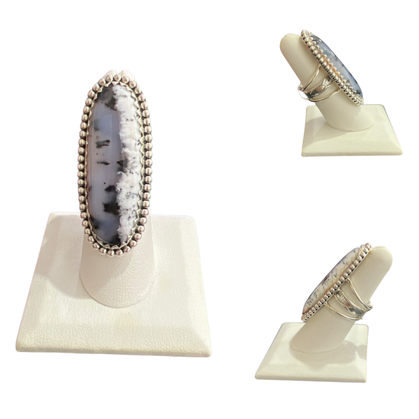 Dendritic opal Size 7 Rings Sterling Silver