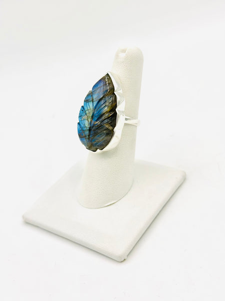 Labradorite Size-6 Rings Sterling Silver