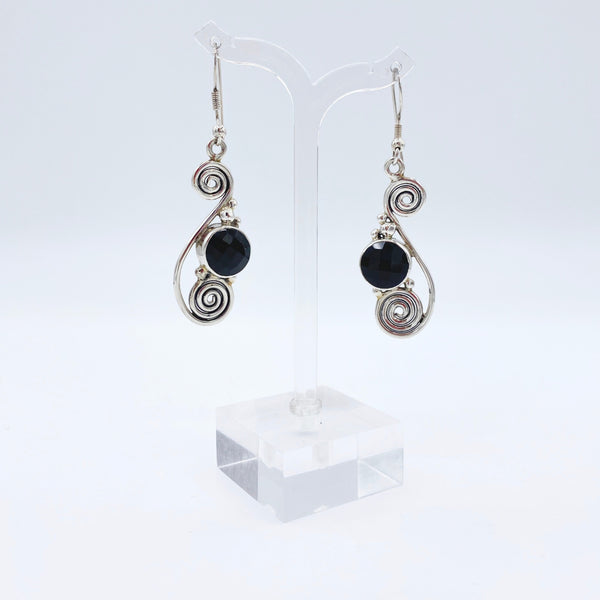 Sterling Silver Designer Black Onyx Earring