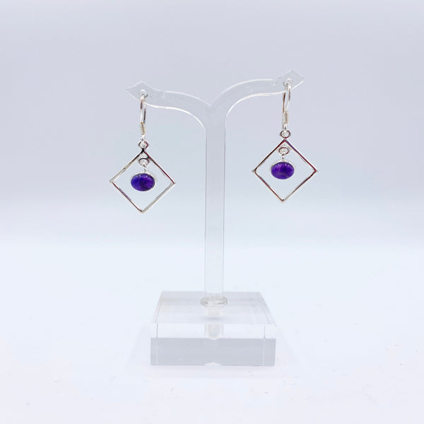 Amethyst Diamond Shape Earring
