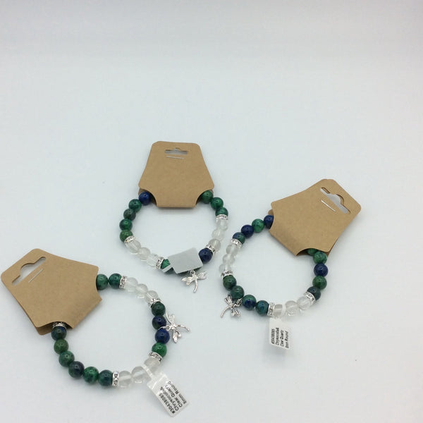Chrysocolla and Clear Quartz Bracelets