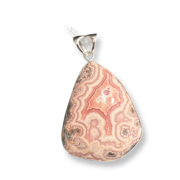 Rhodochrosite With Pyrite Sterling Silver Pendant