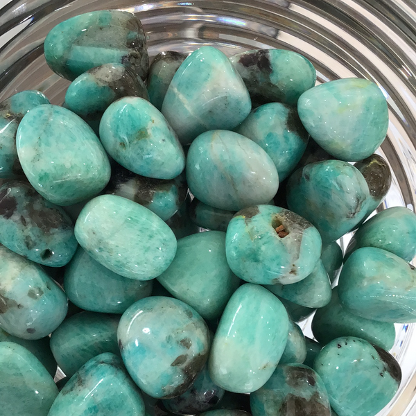 Tumbled Amazonite with Smokey Quartz