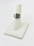 Rainbow Moonstone Size - 9 Rings Sterling Silver