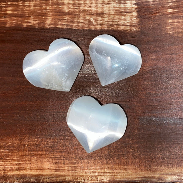 Selenite Hearts Small