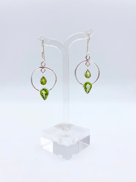 Sterling Silver Circle & Teardrop Dangle Earrings