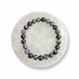 Snow Flakes Obsidian Beaded Bracelets