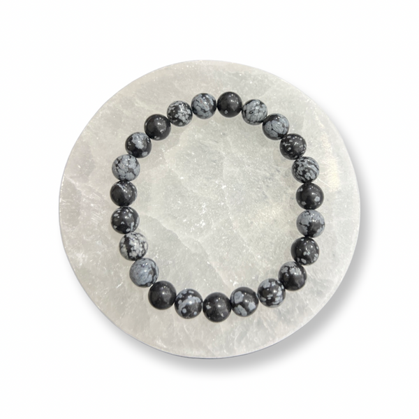 Snow Flakes Obsidian Beaded Bracelets
