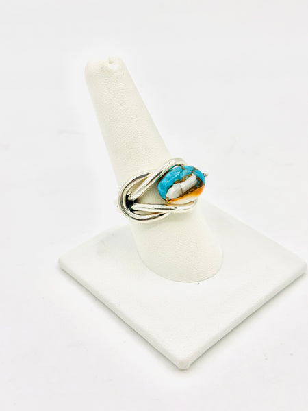 Kingman Turquoise & Spiny Oyster Rings